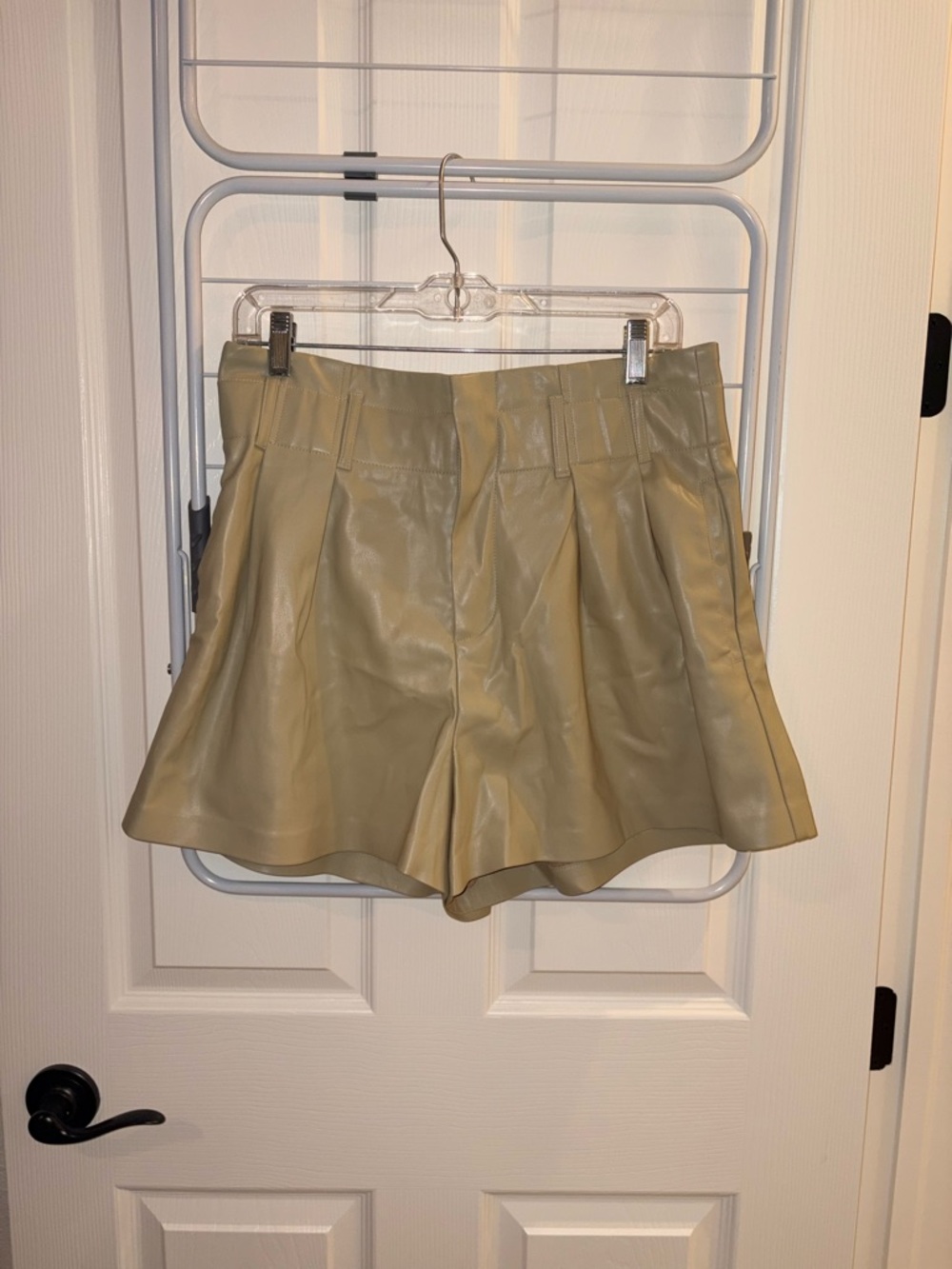Truth High-Waist Faux Leather Shorts in Light Tan
